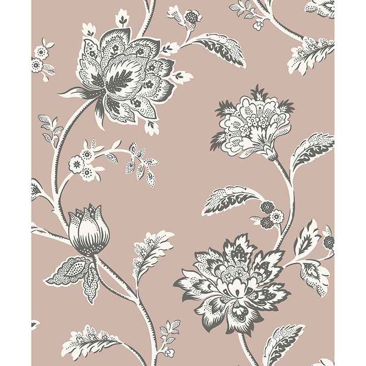 Juliette Light Pink Jacobean Wallpaper - York Wallcoverings - FD43451 - York Wallcoverings Wallpaper