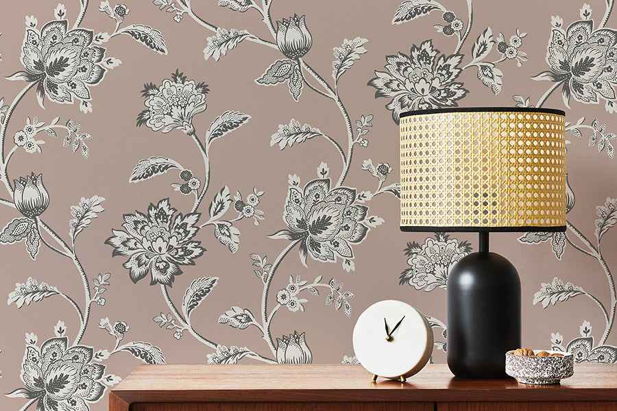 Juliette Light Pink Jacobean Wallpaper - York Wallcoverings - FD43451 - York Wallcoverings Wallpaper