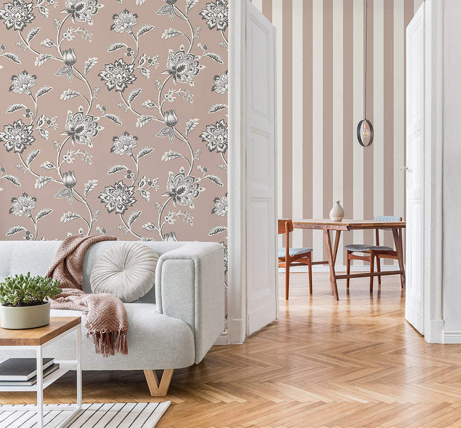 juliette-light-pink-jacobean-wallpaper-york-wallcoverings-fd43451 - York Wallcoverings Wallpaper