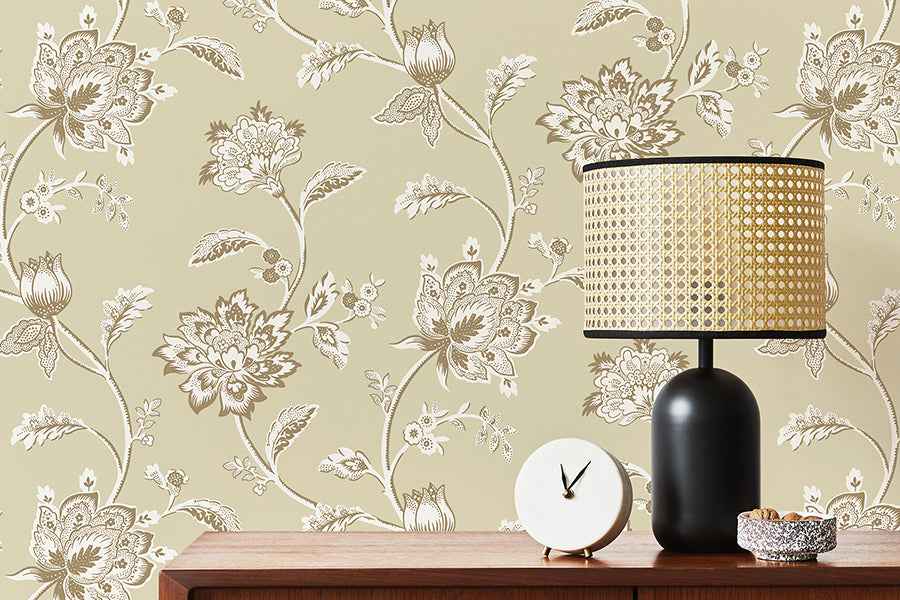 Juliette Light Yellow Jacobean Wallpaper - York Wallcoverings - FD43452 - York Wallcoverings Wallpaper