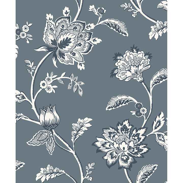 Juliette Blue Jacobean Wallpaper - York Wallcoverings - FD43453