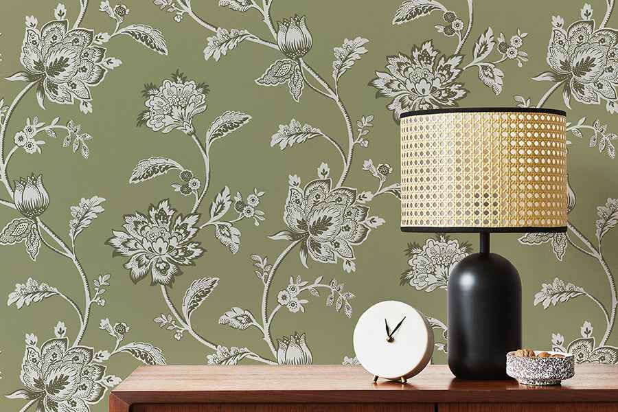 Juliette Sage Jacobean Wallpaper - York Wallcoverings - FD43454 - York Wallcoverings Wallpaper