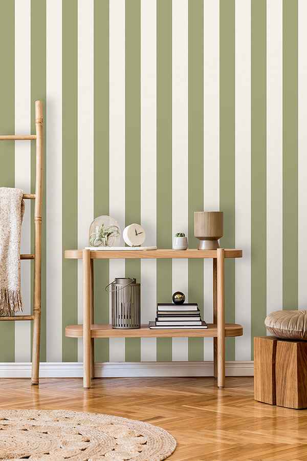 Tavish Sage Stripe Wallpaper - York Wallcoverings - FD43459 - York Wallcoverings Wallpaper