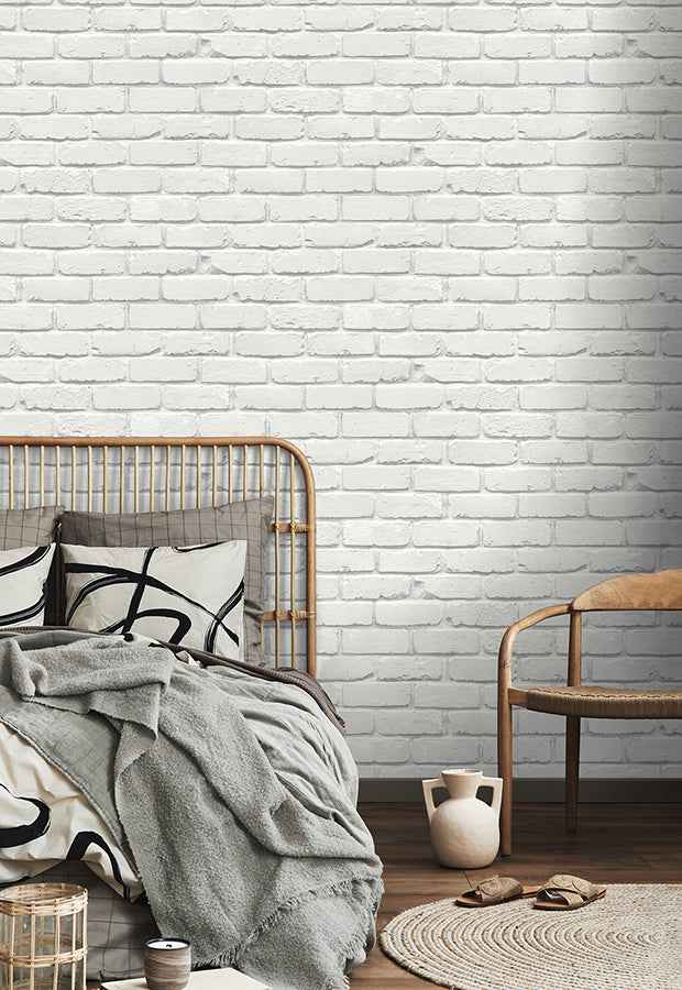 Alpin White Painted Brick Wallpaper - York Wallcoverings - FD43600 - York Wallcoverings Wallpaper