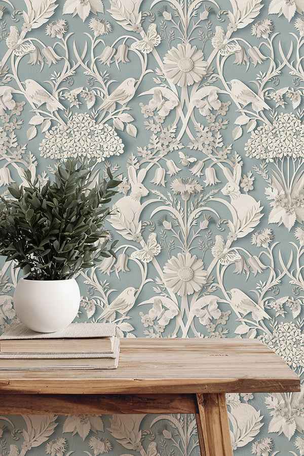 Fae Sky Blue Woodland Wallpaper - York Wallcoverings - FD43605 - York Wallcoverings Wallpaper