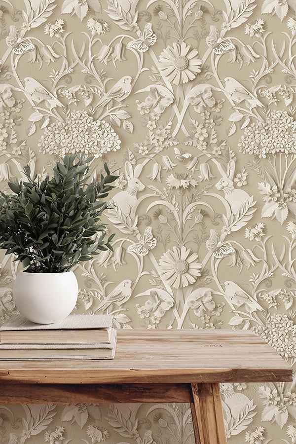 Fae Neutral Woodland Wallpaper - York Wallcoverings - FD43606 - York Wallcoverings Wallpaper