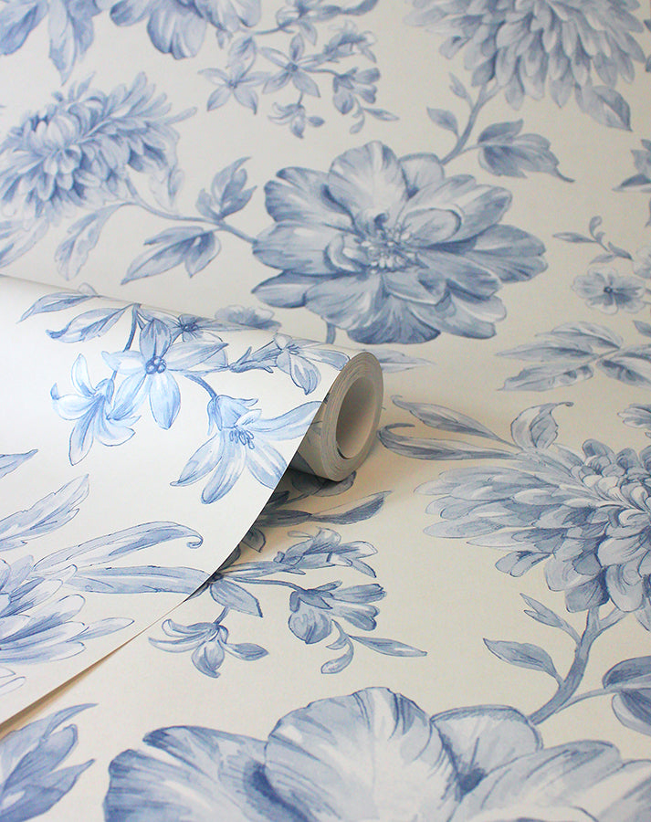gabriela-blue-floral-wallpaper-york-wallcoverings-fd43610 - York Wallcoverings Wallpaper
