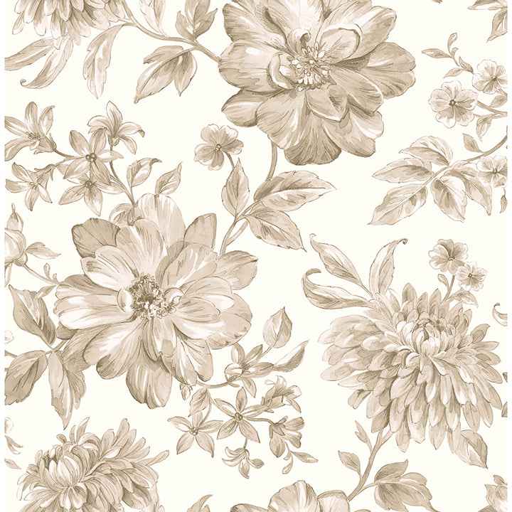 Gabriela Neutral Floral Wallpaper - York Wallcoverings - FD43611
