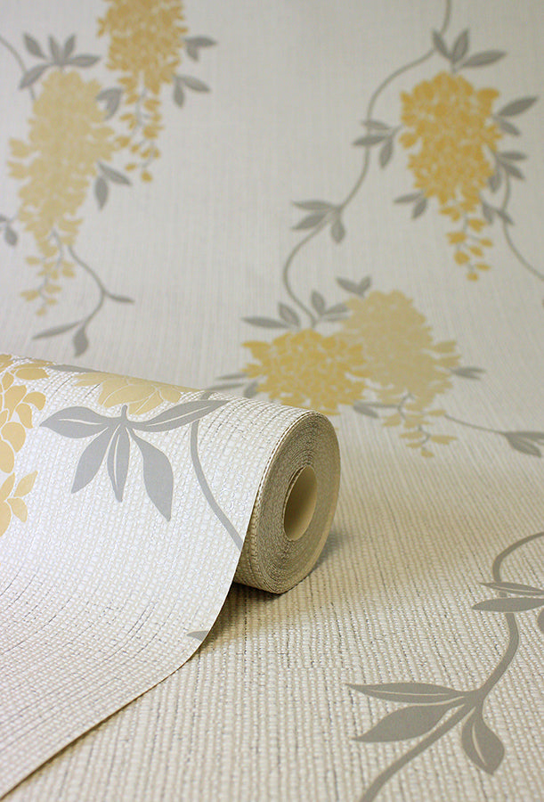 aisla-yellow-wisteria-wallpaper-york-wallcoverings-fd43672 - York Wallcoverings Wallpaper