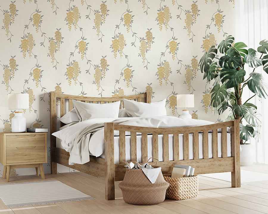 Aisla Yellow Wisteria Wallpaper - York Wallcoverings - FD43672 - York Wallcoverings Wallpaper