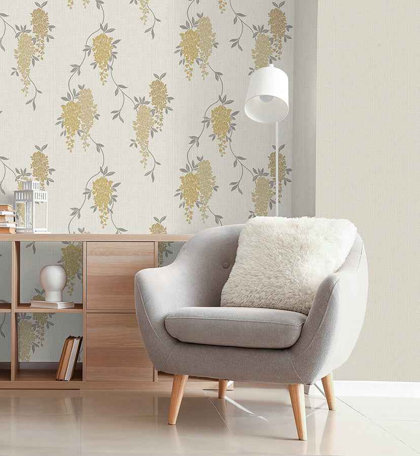 Aisla Yellow Wisteria Wallpaper - York Wallcoverings - FD43672 - York Wallcoverings Wallpaper