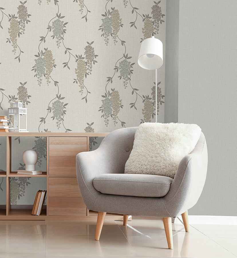Aisla Neutral Wisteria Wallpaper - York Wallcoverings - FD43673 - York Wallcoverings Wallpaper