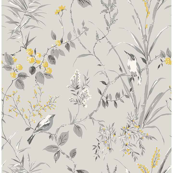 Mariko Grey Botanical Wallpaper - York Wallcoverings - M1551 - York Wallcoverings Wallpaper