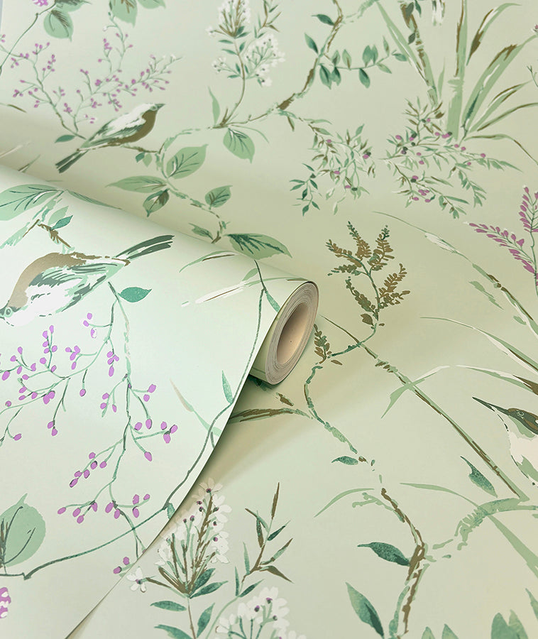 mariko-sage-botanical-wallpaper-york-wallcoverings-m1552 - York Wallcoverings Wallpaper