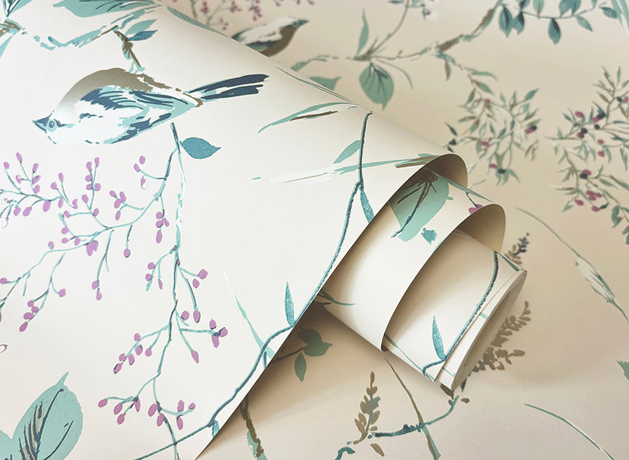mariko-teal-botanical-wallpaper-york-wallcoverings-m1554 - York Wallpaper Wallpaper