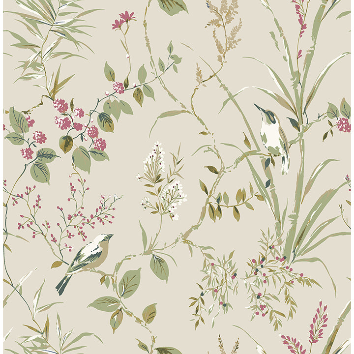 mariko-neutral-botanical-wallpaper-york-wallcoverings-m1855 - York Wallpaper Wallpaper