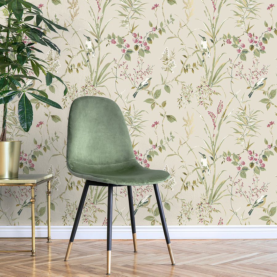 mariko-neutral-botanical-wallpaper-york-wallcoverings-m1855 - York Wallpaper Wallpaper