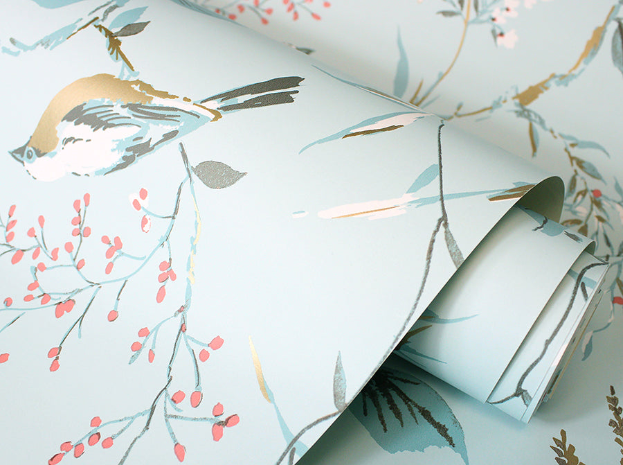 mariko-light-blue-botanical-wallpaper-york-wallcoverings-m1856 - York Wallcoverings Wallpaper