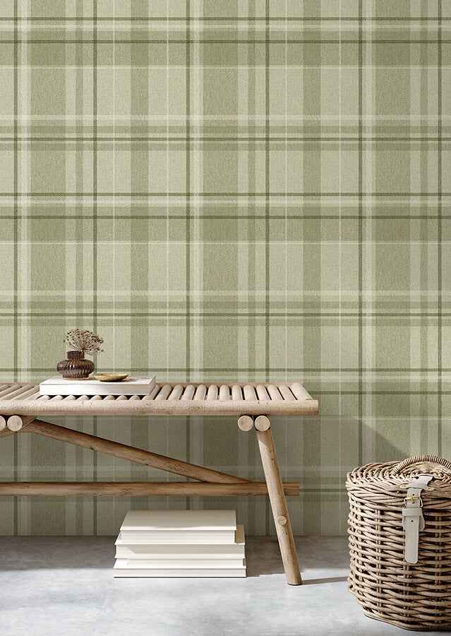 Harris Green Plaid Chevron Wallpaper - York Wallcoverings - M1865 - York Wallcoverings Wallpaper
