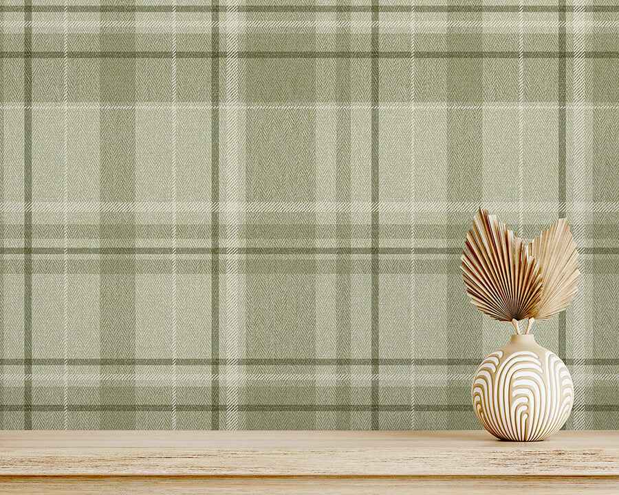 Harris Green Plaid Chevron Wallpaper - York Wallcoverings - M1865 - York Wallcoverings Wallpaper