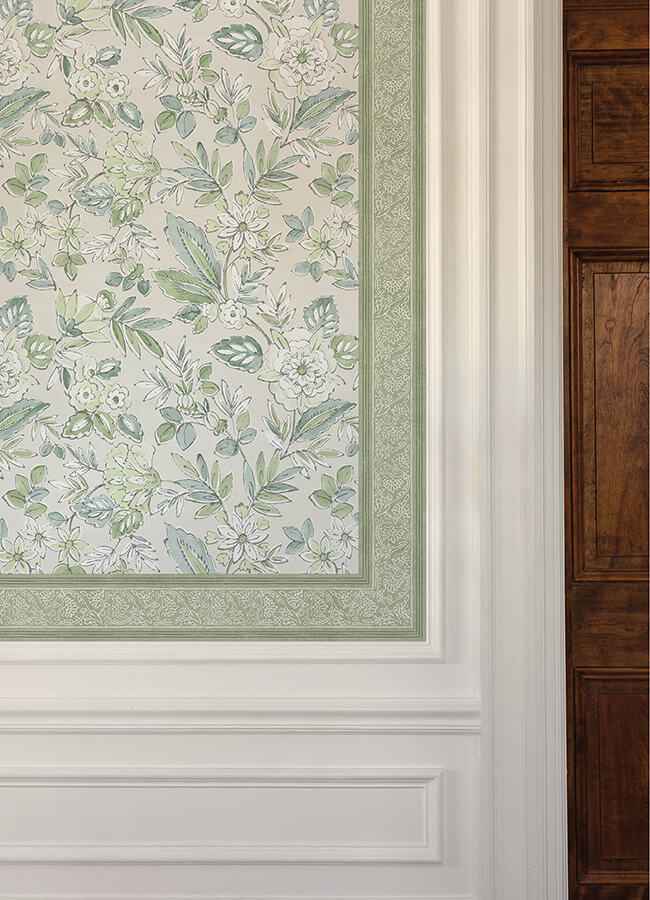 Carved Floral Green Trim Wall Border - York Wallcoverings - 4148-14501 - York Wallcoverings Wallpaper