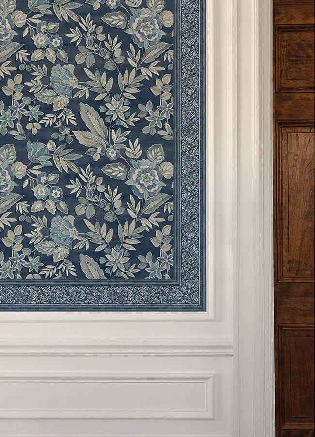 Carved Floral Blue Trim Wall Border - York Wallcoverings - 4148-14502 - York Wallcoverings Wallpaper