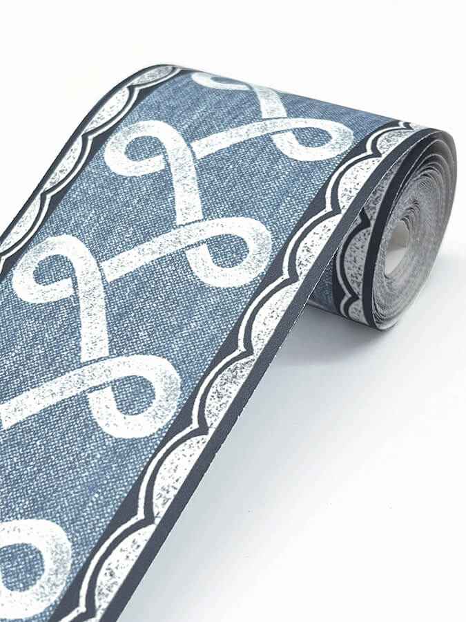 Scalloped Ribbon Blue Trim Wall Border - York Wallcoverings - 4148-14505 - York Wallcoverings Wallpaper