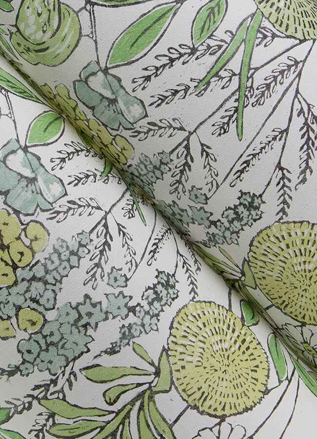 Goldfinch Green Birds and Blooms Wallpaper - York Wallcoverings - 4148-27412 - York Wallcoverings Wallpaper