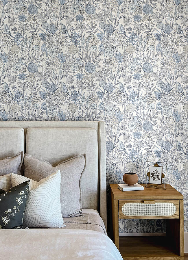 goldfinch-blue-birds-and-blooms-wallpaper-york-wallcoverings-4148-27414 - York Wallcoverings Wallpaper