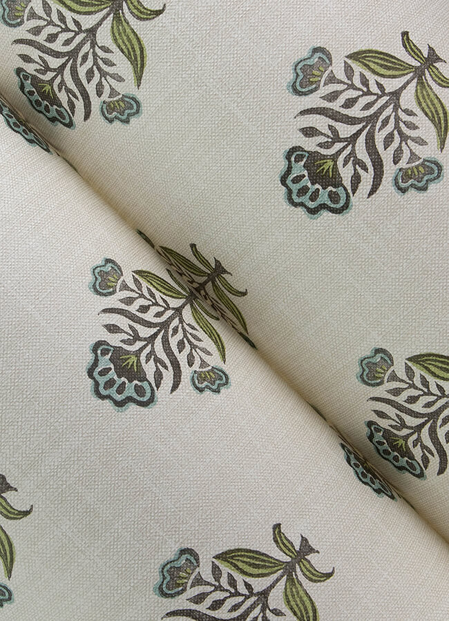 hollyhock-aqua-floral-crest-wallpaper-york-wallcoverings-4148-27415 - York Wallcoverings Papel pintado