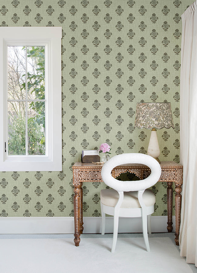 hollyhock-green-floral-crest-wallpaper-york-wallcoverings-4148-27419