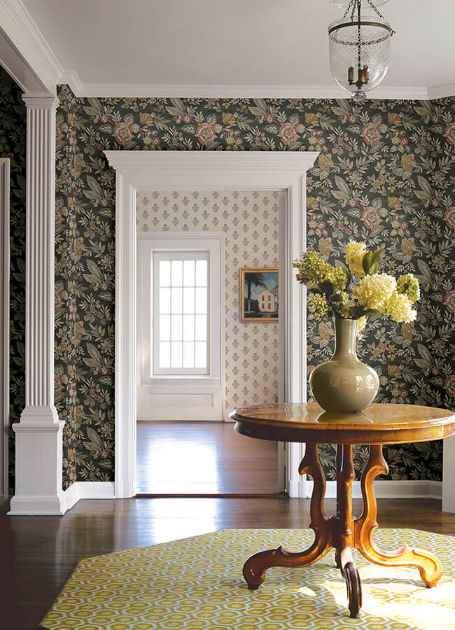 begonia-black-floral-trail-wallpaper-york-wallcoverings-4148-27421 - York Wallcoverings Wallpaper