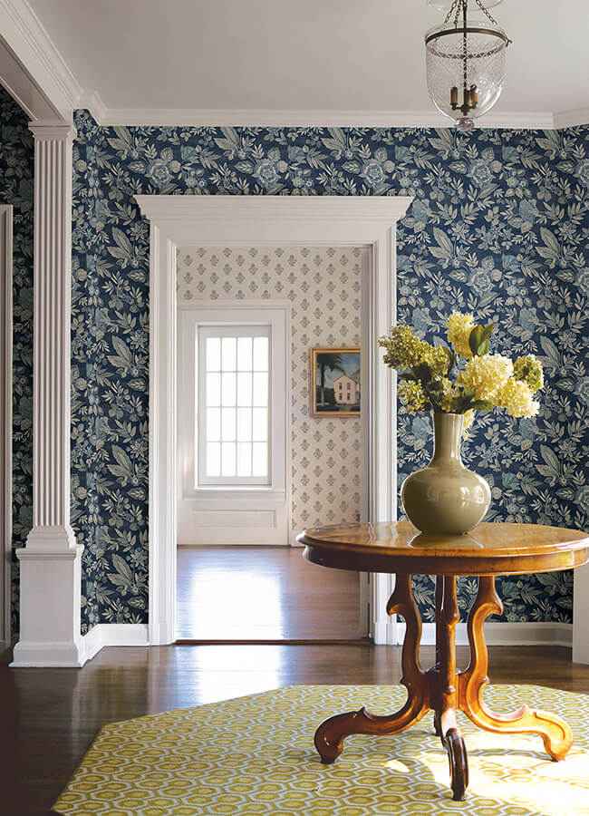 Begonia Indigo Floral Trail Wallpaper - York Wallcoverings - 4148-27422 - York Wallcoverings Wallpaper