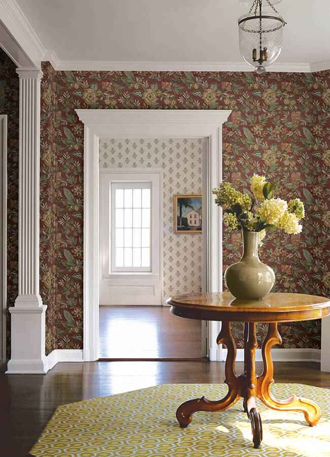 Begonia Red Floral Trail Wallpaper - York Wallcoverings - 4148-27425 - York Wallcoverings Wallpaper