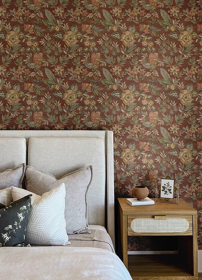 begonia-red-floral-trail-wallpaper-york-wallcoverings-4148-27425 - York Wallcoverings Wallpaper