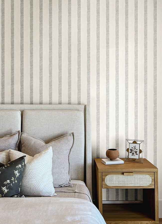 Mandevilla Aqua Vine Stripe Wallpaper - York Wallcoverings - 4148-27427 - York Wallcoverings Wallpaper