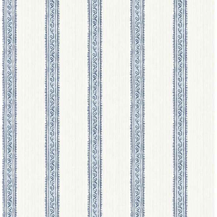 Mandevilla Blue Vine Stripe Wallpaper - York Wallcoverings - 4148-27428