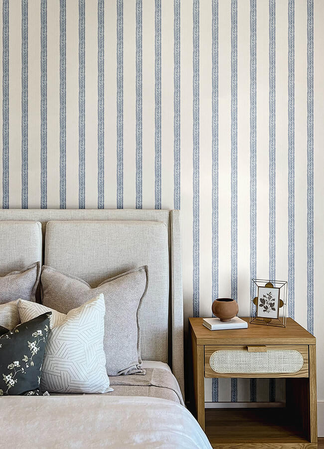 mandevilla-blue-vine-stripe-wallpaper-york-wallcoverings-4148-27428 - York Wallcoverings Wallpaper