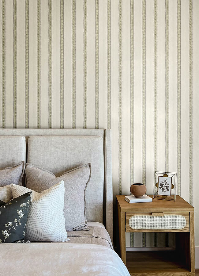 mandevilla-green-vine-stripe-wallpaper-york-wallcoverings-4148-27429 - York Wallcoverings Wallpaper