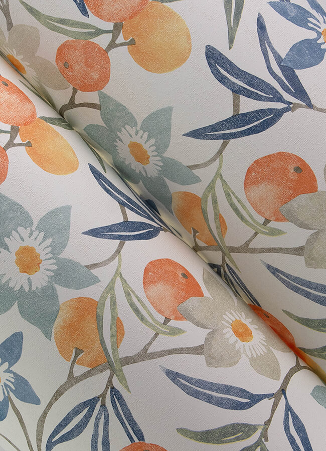 passiflora-blue-fruit-and-floral-wallpaper-york-wallcoverings-4148-27448 - York Wallcoverings Papel pintado
