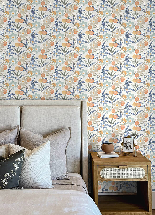 passiflora-blue-fruit-and-floral-wallpaper-york-wallcoverings-4148-27448 - York Wallcoverings Papel pintado