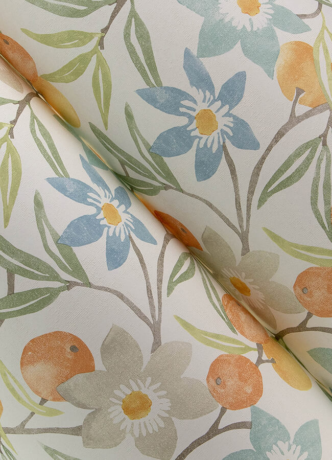 passiflora-apricot-fruit-and-floral-wallpaper-york-wallcoverings-4148-27449 - York Wallcoverings Papel pintado