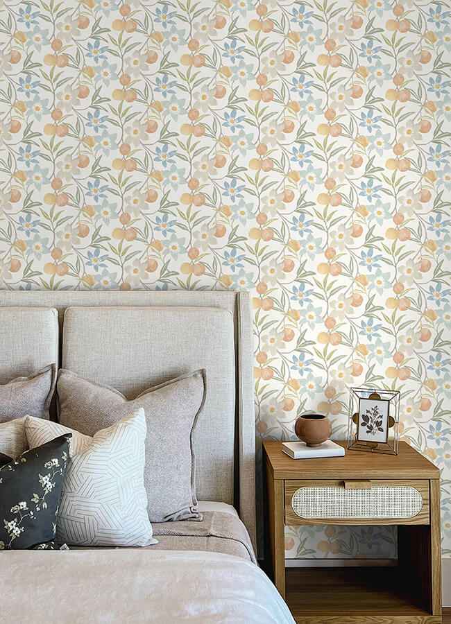 Passiflora Apricot Fruit and Floral Wallpaper - York Wallcoverings - 4148-27449 - York Wallcoverings Wallpaper