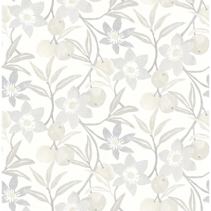 passiflora-grey-fruit-and-floral-wallpaper-york-wallcoverings-4148-27450 - York Wallcoverings Wallpaper