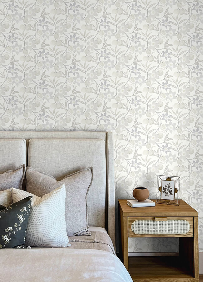 passiflora-grey-fruit-and-floral-wallpaper-york-wallcoverings-4148-27450 - York Wallcoverings Wallpaper