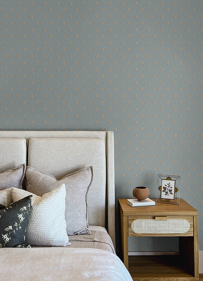 surdiva-denim-floral-fan-wallpaper-york-wallcoverings-4148-27456 - York Wallcoverings Papel pintado