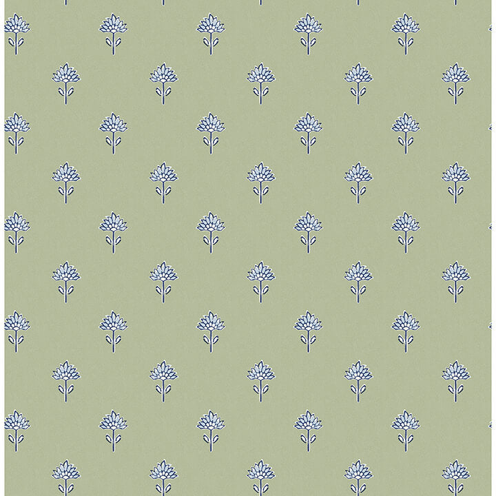surdiva-green-floral-fan-wallpaper-york-wallcoverings-4148-27459 - York Wallcoverings Papel pintado