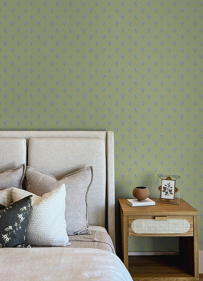 surdiva-green-floral-fan-wallpaper-york-wallcoverings-4148-27459 - York Wallcoverings Papel pintado