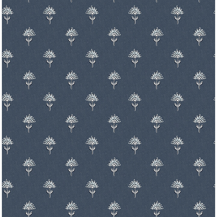 surdiva-indigo-floral-fan-wallpaper-york-wallcoverings-4148-27461 - York Wallcoverings Papel pintado