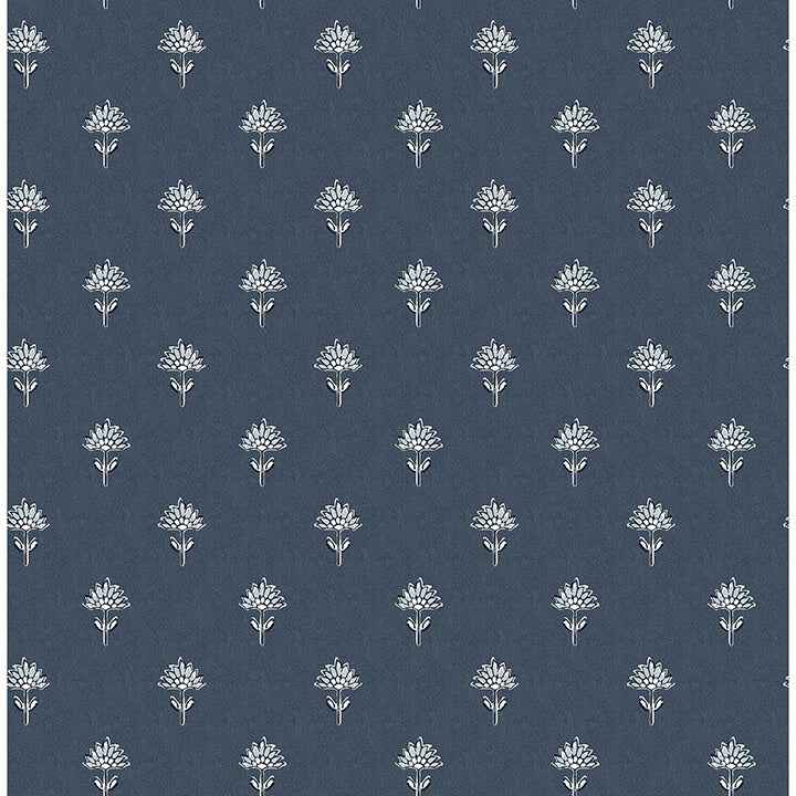 Surdiva Indigo Floral Fan Wallpaper - York Wallcoverings - 4148-27461